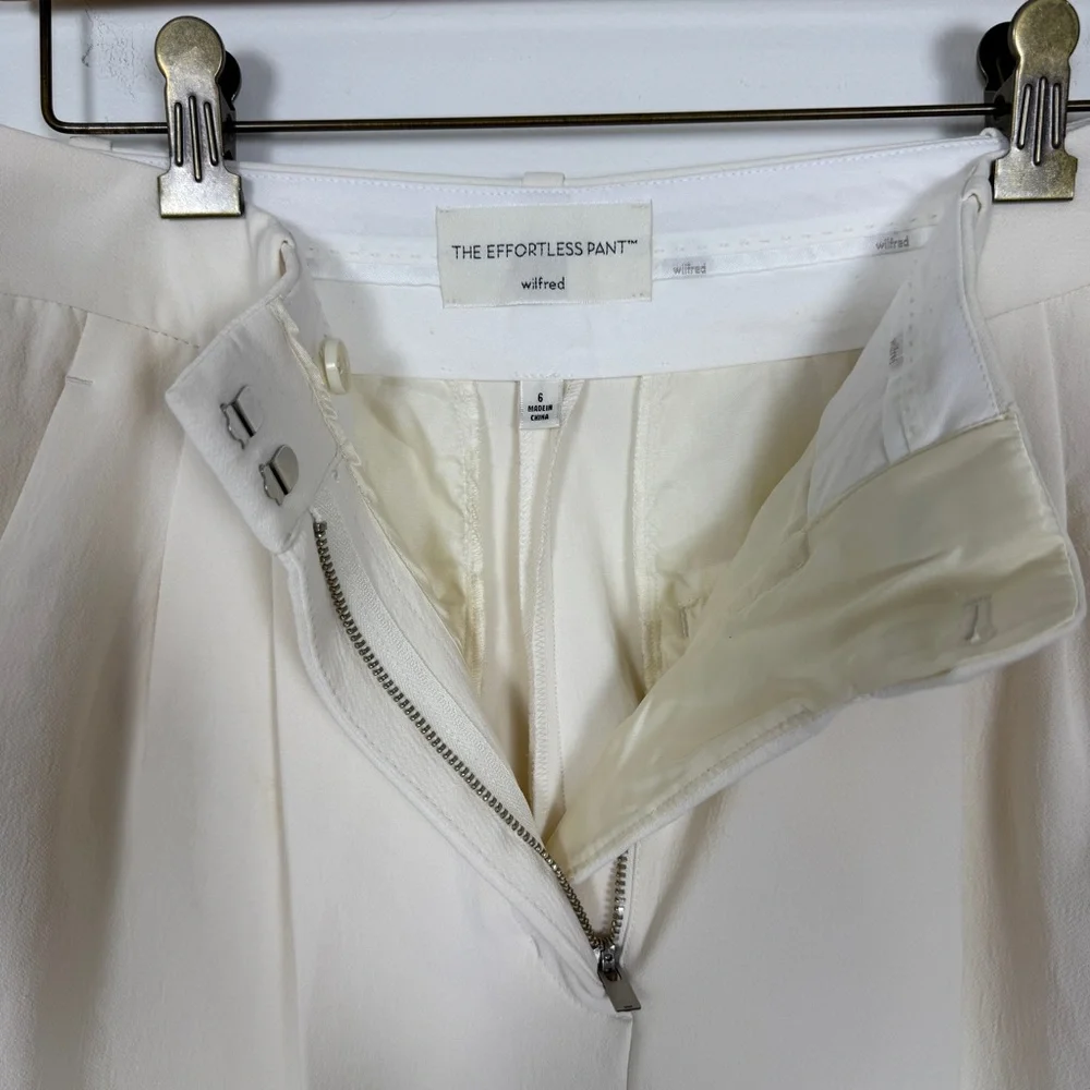 Aritzia Wilfred Effortless Pant 25” inseam Ivory Wide Leg Trouser Size 6 NWOT - Picture 7 of 9